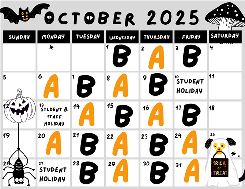 October A & B Day Schedule